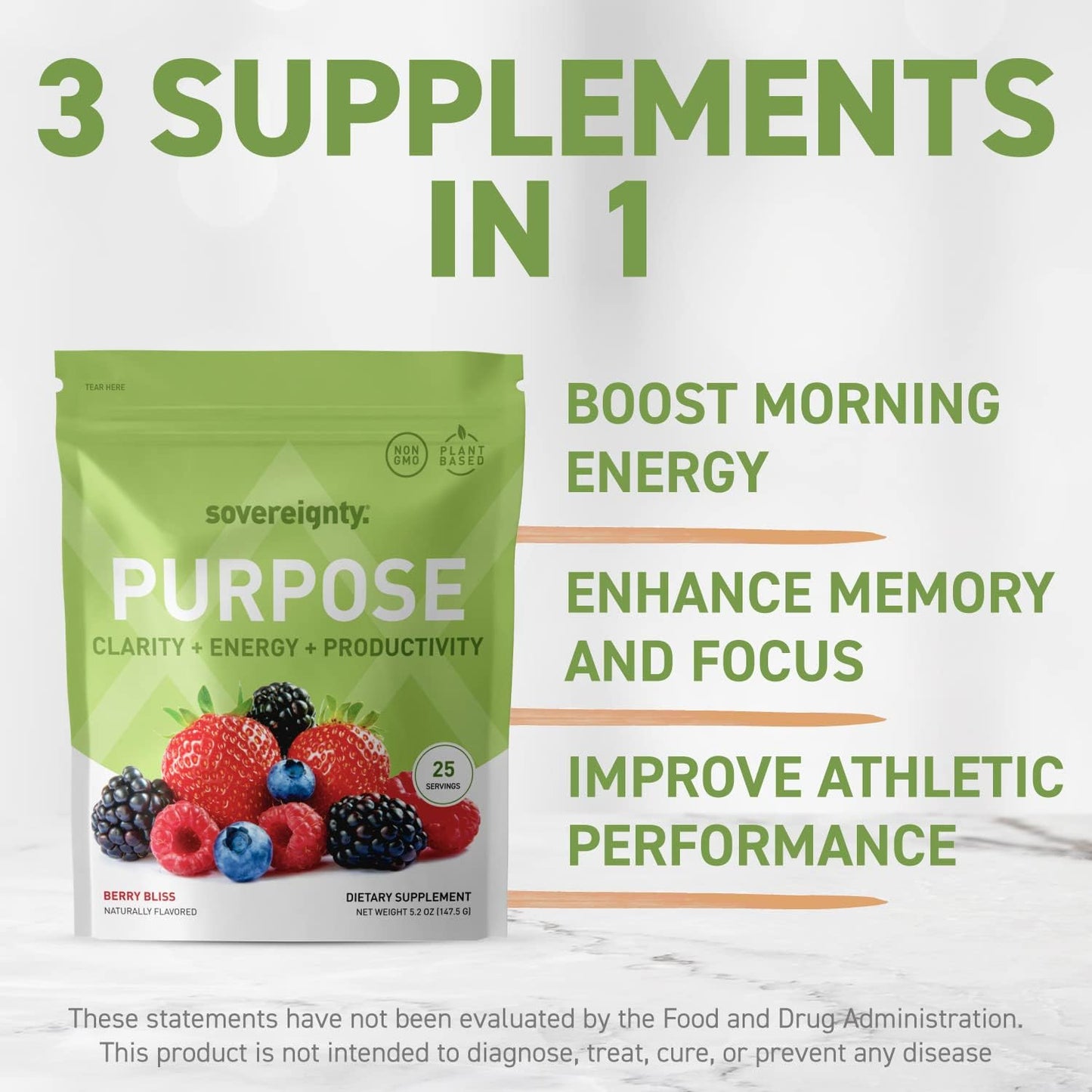 Natural Herb Nootropic Brain Supplements for Memory, Focus & Energy - Vegan, Gluten Free - 1 Month Supply