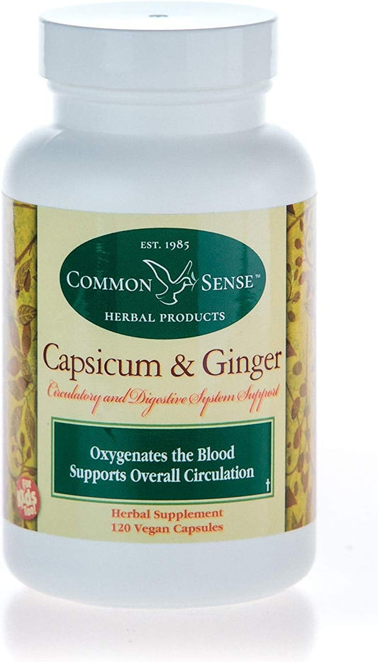 Natural Herbal Capsicum and Ginger Supplement for Circulatory and Digestive Health - 120 Capsules