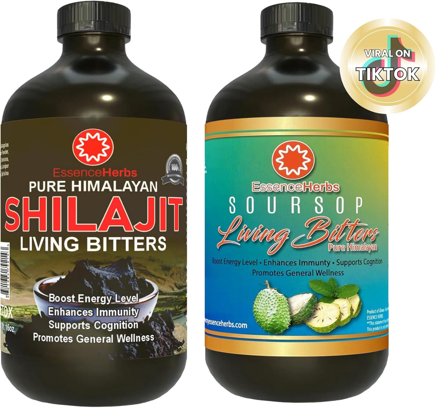 Natural Herbal Drink Bundle with Essence Herbs Soursop Bitters & Shilajit Bitters