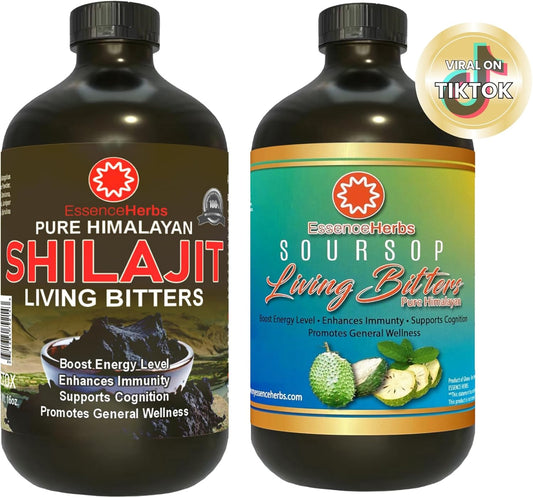 Natural Herbal Drink Bundle with Essence Herbs Soursop Bitters & Shilajit Bitters
