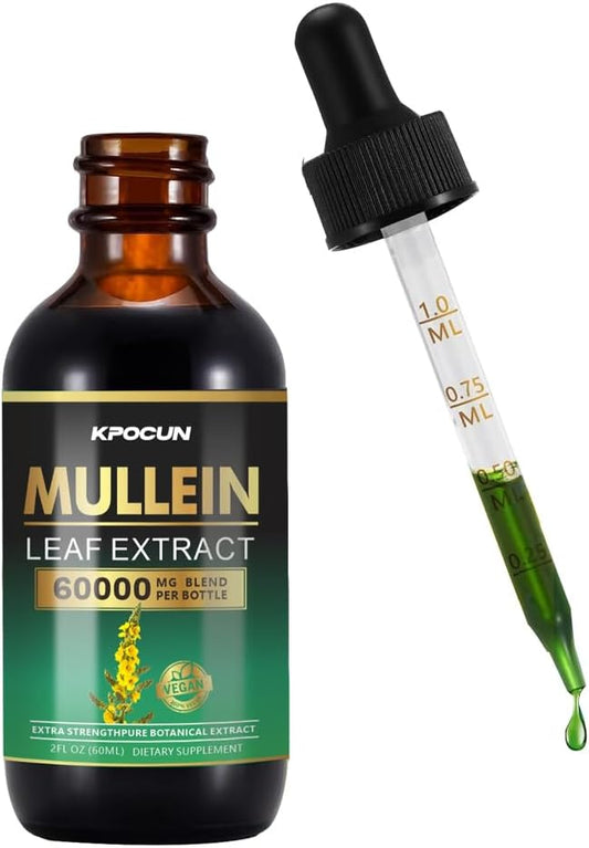 Natural Herbal Mullein Drops for Respiratory Health - 2.1 fl oz - Lung Support Supplement