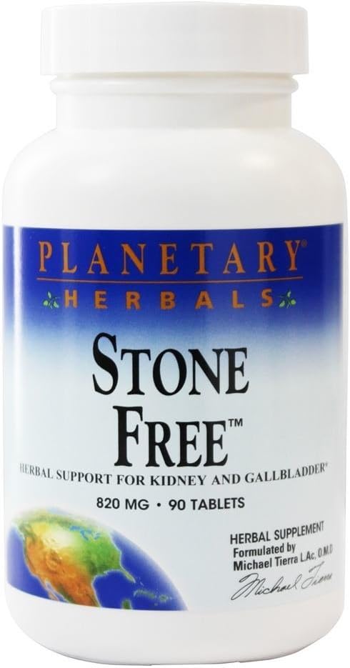 Natural Herbal Supplement for Kidney and Gallbladder Health - 90 Tablets of 820mg Stone Free by Planetary Herbals