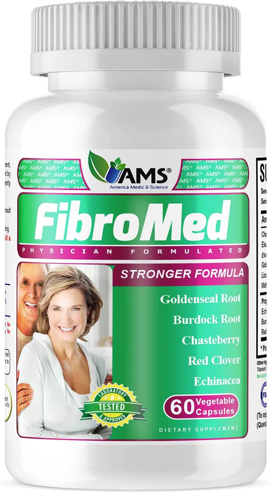 Natural Hormonal Balance Supplement for Women - FibroMed Capsules with Chasteberry, Red Clover, and Echinacea for Reproductive Health by America Medic & Science