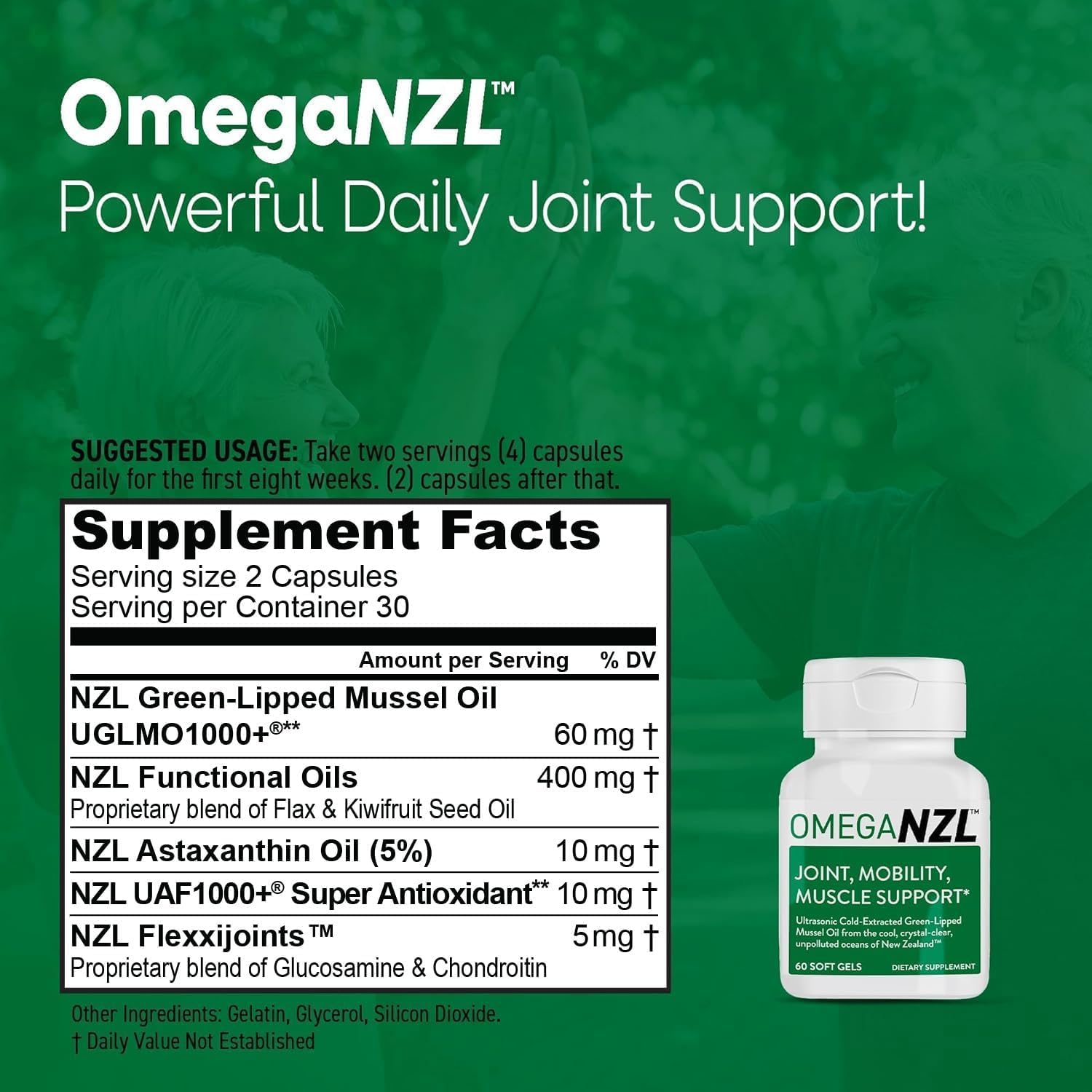 Natural Joint Relief Supplement with Omega-3 & Green-Lipped Mussel Oil, Non-Fishy Softgels + Super Reds Capsules