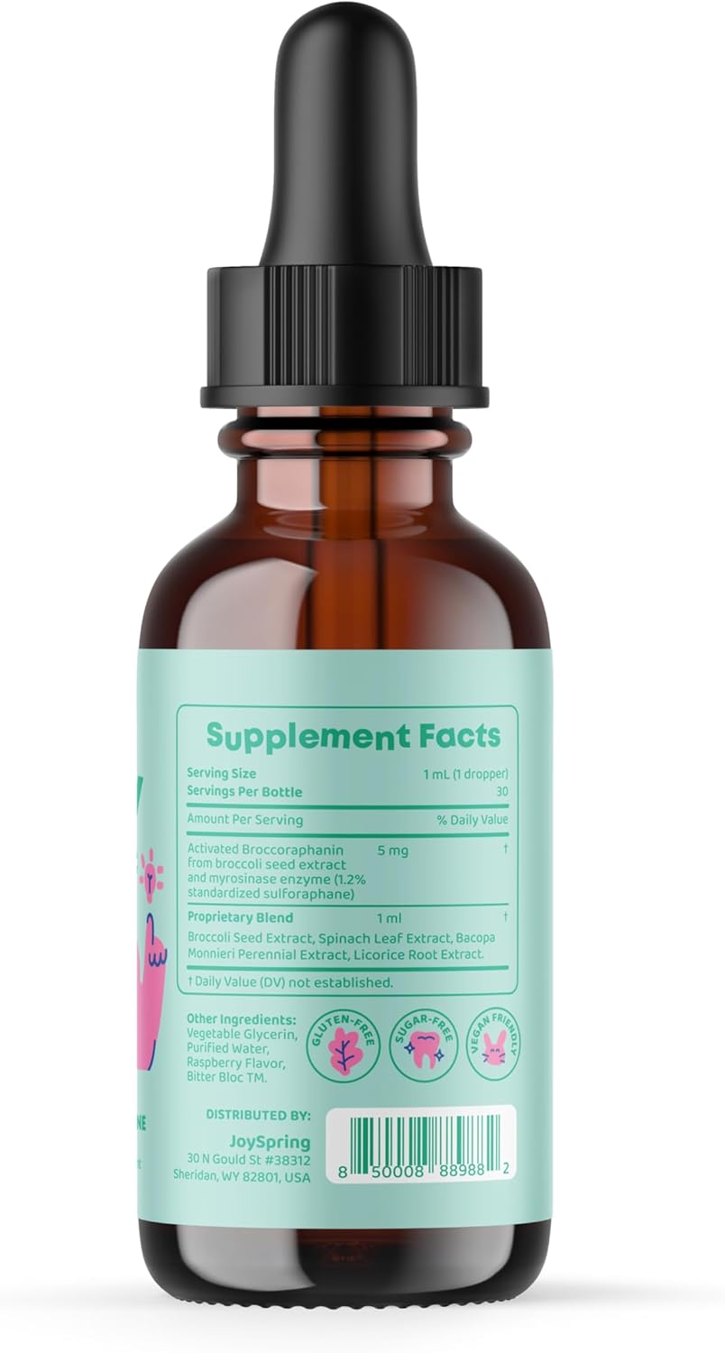 Natural Kids Brain Health Bundle: JoySpring BrainyBrocc & LingoLeap Drops - Non-GMO, Vegan Liquid Vitamins for Immunity Support