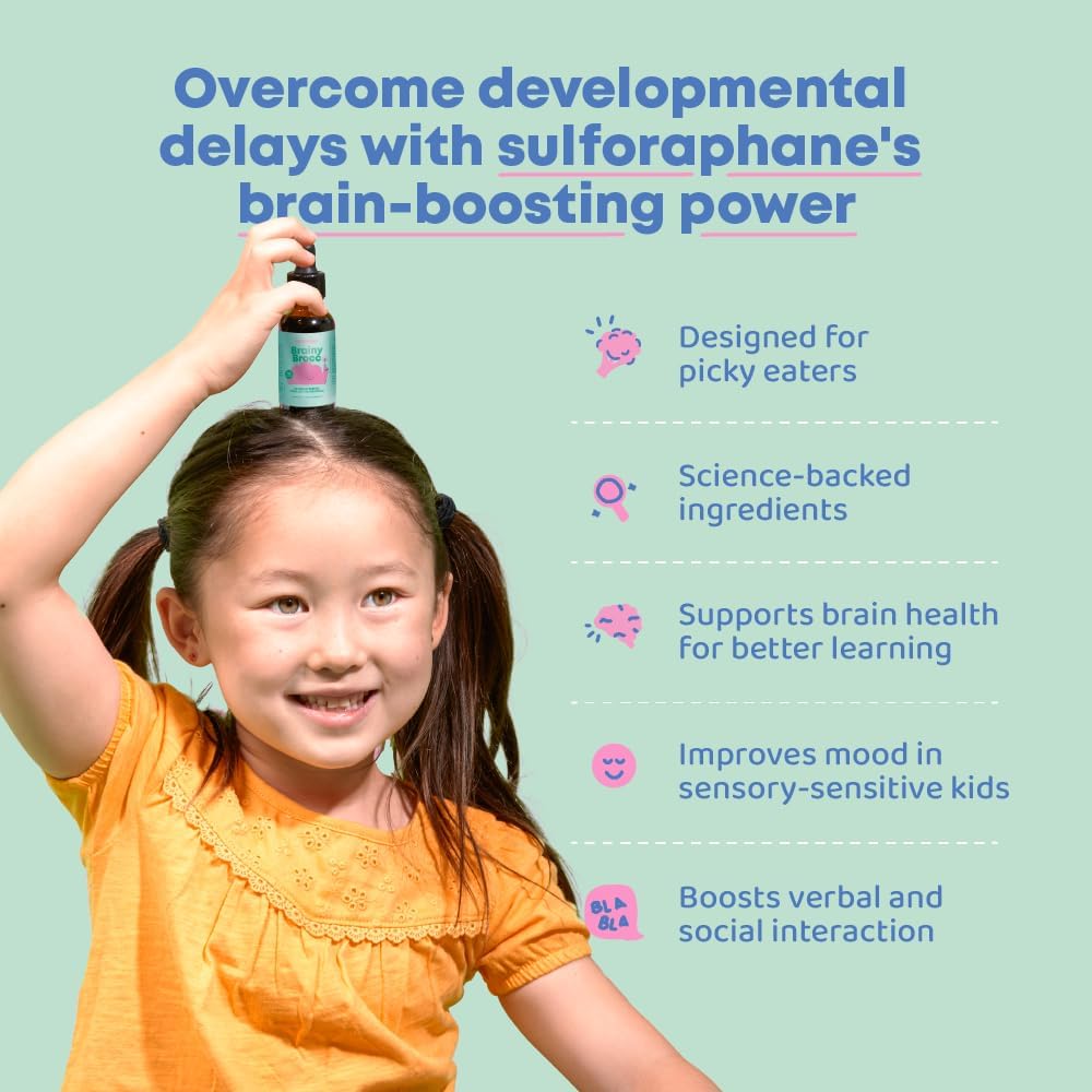Natural Kids Brain Health Bundle: JoySpring BrainyBrocc & LingoLeap Drops - Non-GMO, Vegan Liquid Vitamins for Immunity Support