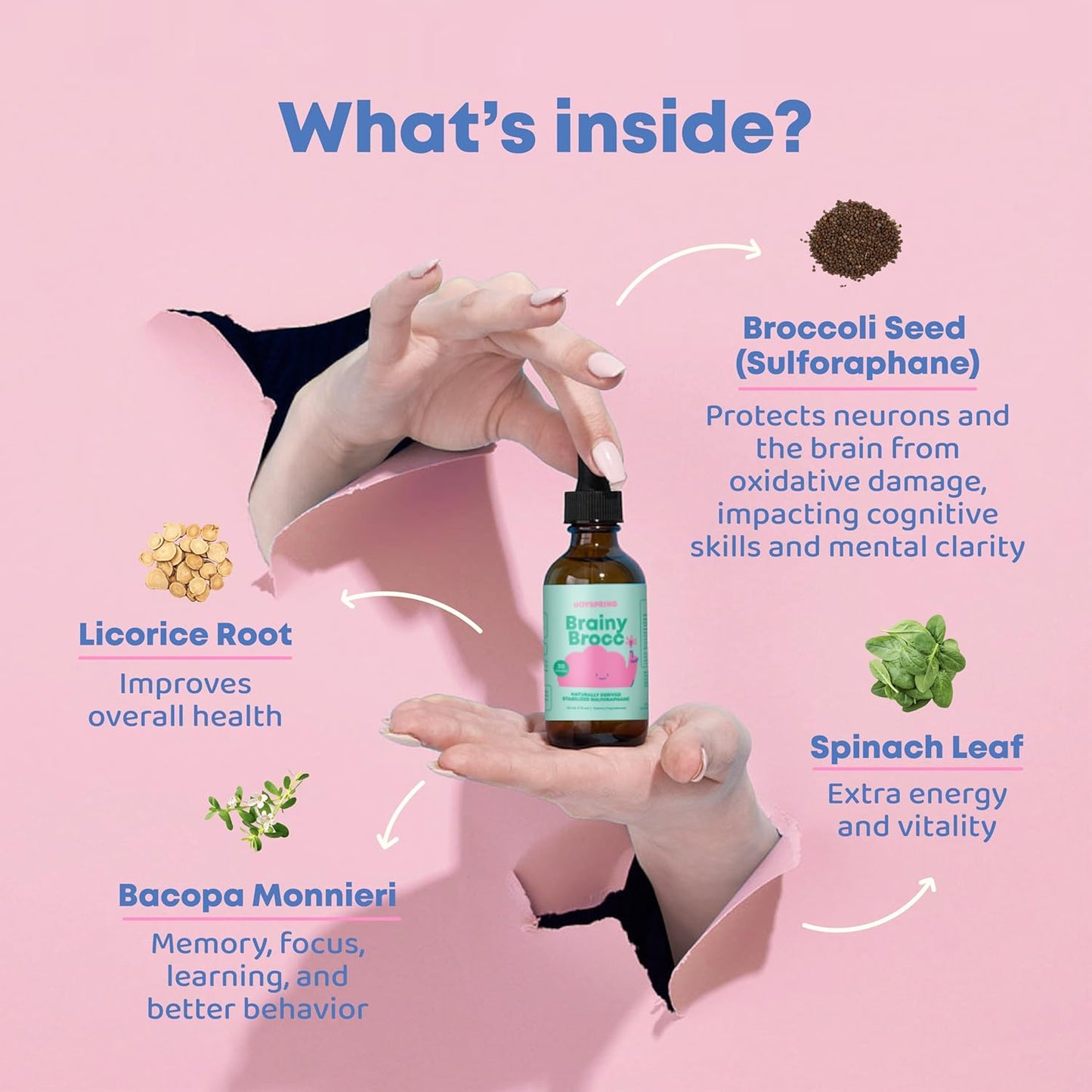Natural Kids Brain Health Bundle: JoySpring BrainyBrocc & LingoLeap Drops - Non-GMO, Vegan Liquid Vitamins for Immunity Support