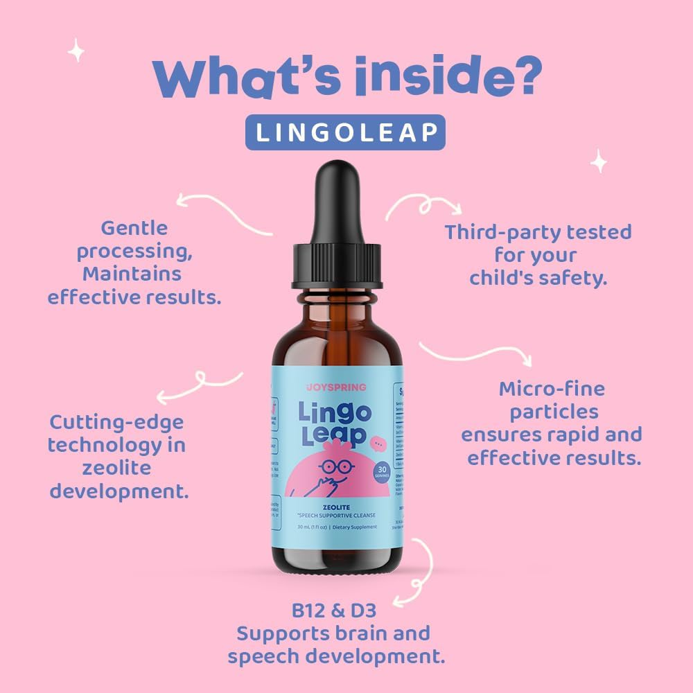 Natural Kids Brain Health Bundle: JoySpring BrainyBrocc & LingoLeap Drops - Non-GMO, Vegan Liquid Vitamins for Immunity Support