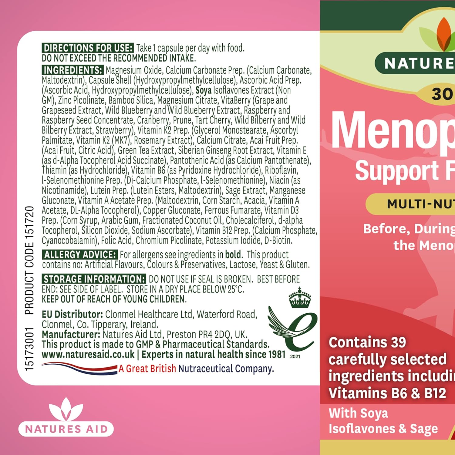Natural Menopause Relief Supplement - 30 Capsules for Hormone Balance & Symptom Support