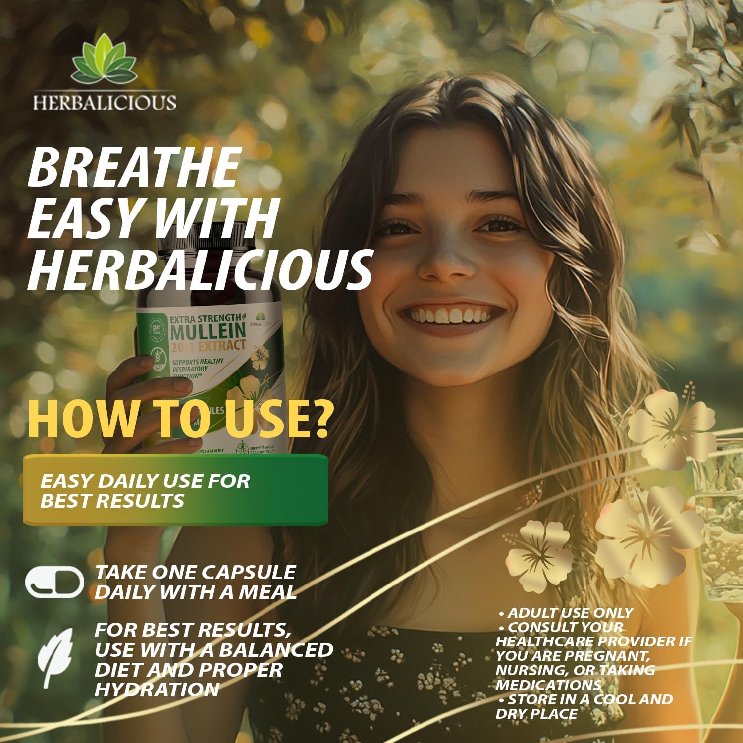 Natural Mullein Leaf Extract Capsules - 20:1 Concentration for Lung Detox - 200 Capsules - Supports Respiratory & Immune Health - Easy 1 Capsule Serving