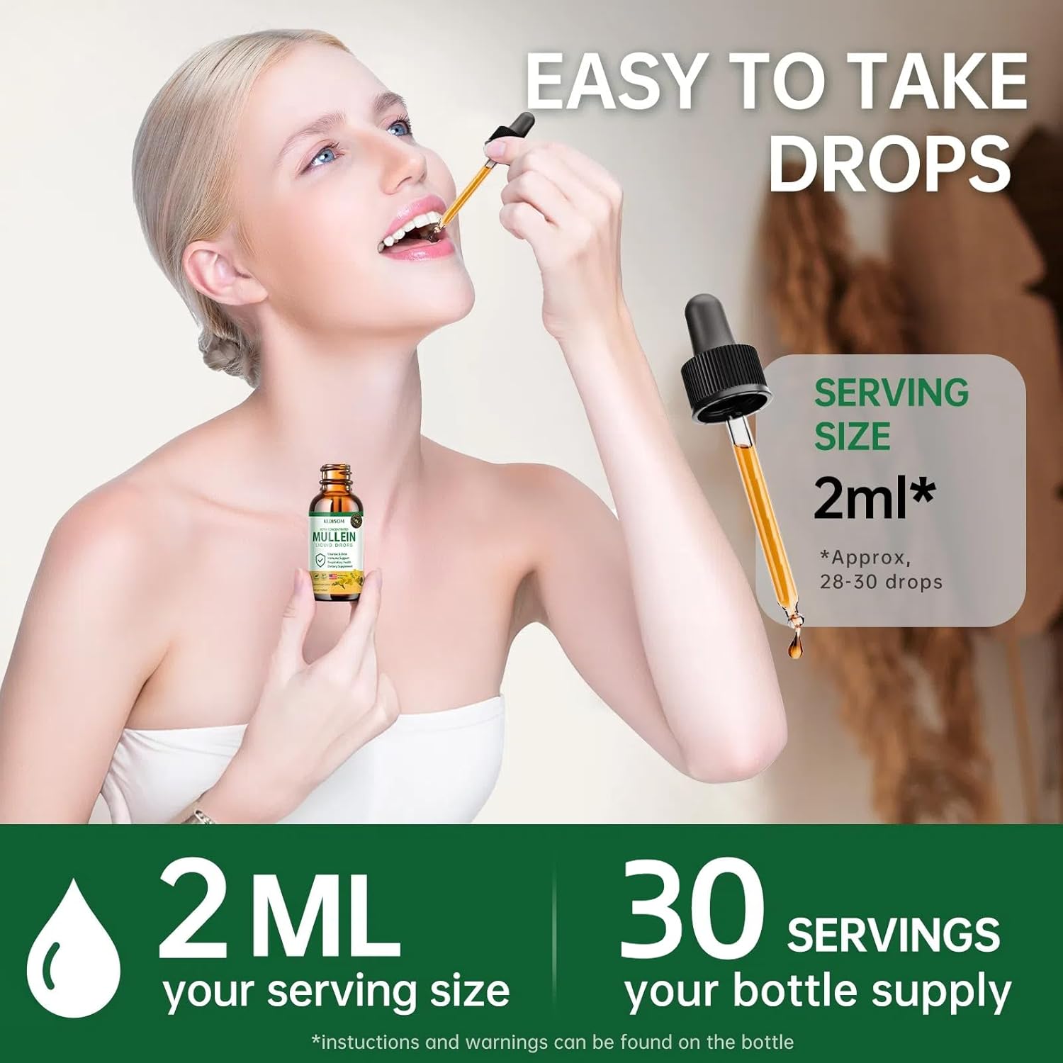 Natural Mullein Leaf Extract Drops with Marshmallow Root and Ginger - 7 in 1 Lung Cleanse & Immune Support Supplement - 2 Fl Oz - Non-GMO Herbal Formula for Gut Health