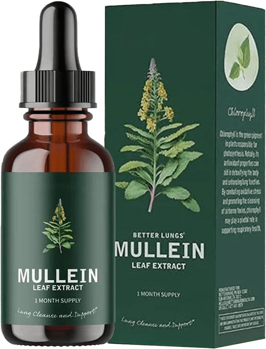 Natural Mullein Lung Cleanse Drops - Herbal Supplement with Mullein Leaf Extract for Smokers - Mullein Chlorophyll Drops for Healthy Lungs