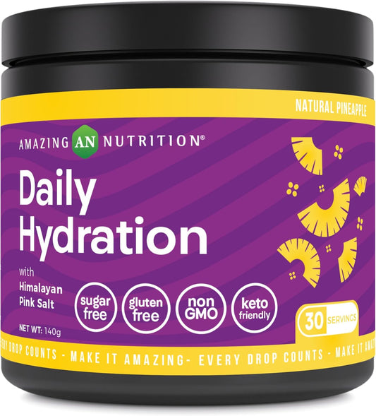 Natural Pineapple Electrolyte Powder - 30 Servings | Sugar-Free Hydration Supplement with Essential Minerals | Keto, Non-GMO, Gluten-Free