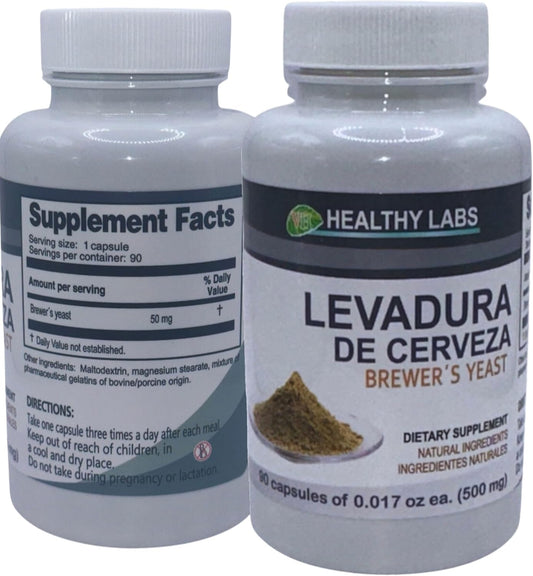 Natural Premium Brewer's Yeast Capsules 500mg - 90 Count Dietary Supplement