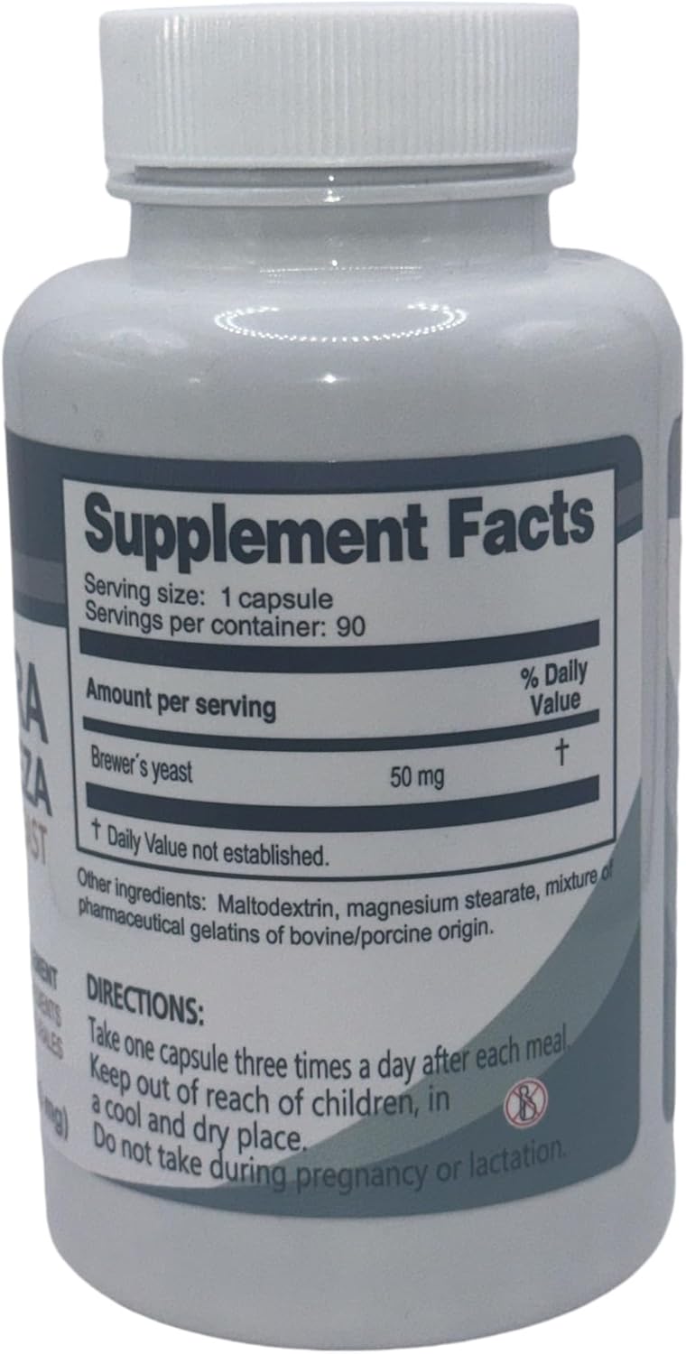 Natural Premium Brewer's Yeast Capsules 500mg - 90 Count Dietary Supplement