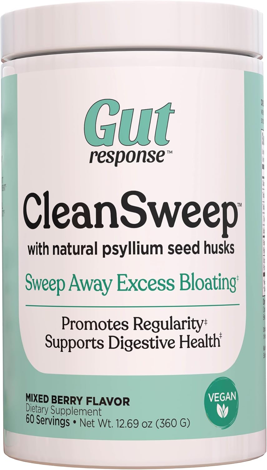 Natural Psyllium Seed Husk & Beet Fiber Cleanse Powder - Promotes Digestive Health, Detox, Bloating Relief, Weight Management - Mixed Berry Flavor, 60 Servings