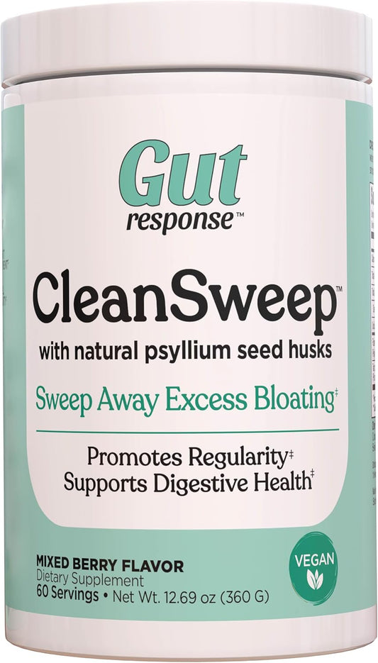 Natural Psyllium Seed Husk & Beet Fiber Cleanse Powder - Promotes Digestive Health, Detox, Bloating Relief, Weight Management - Mixed Berry Flavor, 60 Servings