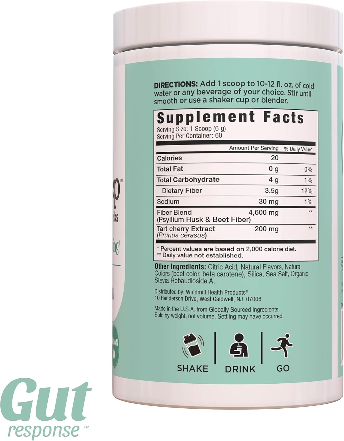 Natural Psyllium Seed Husk & Beet Fiber Cleanse Powder - Promotes Digestive Health, Detox, Bloating Relief, Weight Management - Mixed Berry Flavor, 60 Servings
