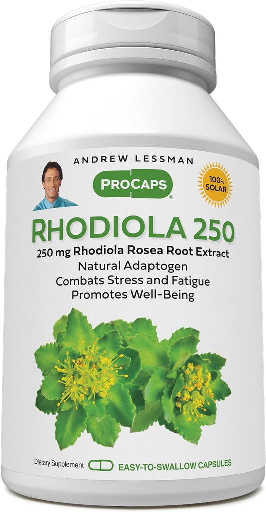 Natural Stress Relief: Andrew Lessman Rhodiola Rosea 250 - 60 Capsules - Standardized Extract - Promotes Well-Being - Additive-Free - Easy to Swallow