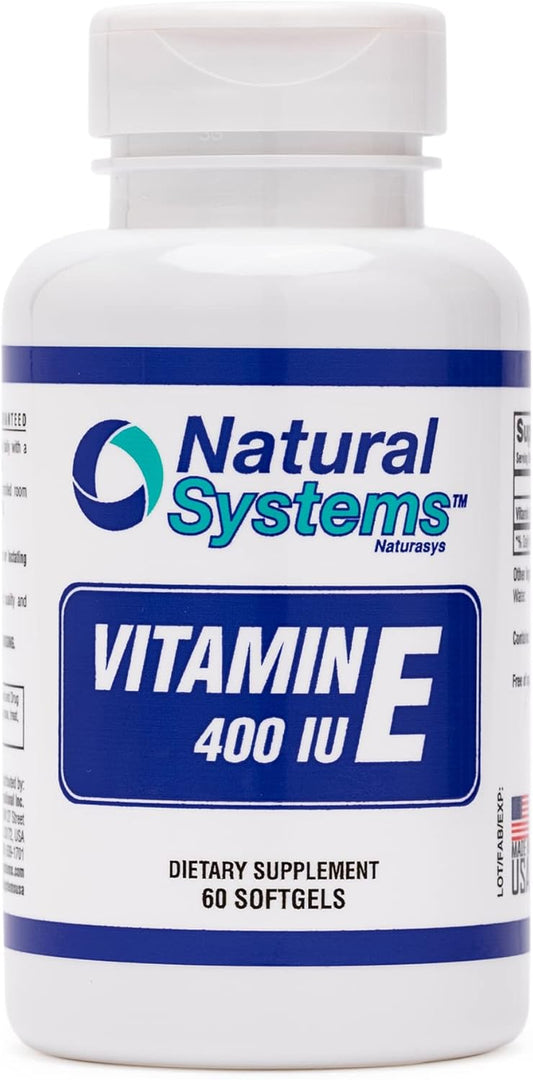Natural Systems Naturasys Vitamin E Softgels 400 IU - Immune System & Skin Care Support Supplement - Non-GMO & Preservative-Free