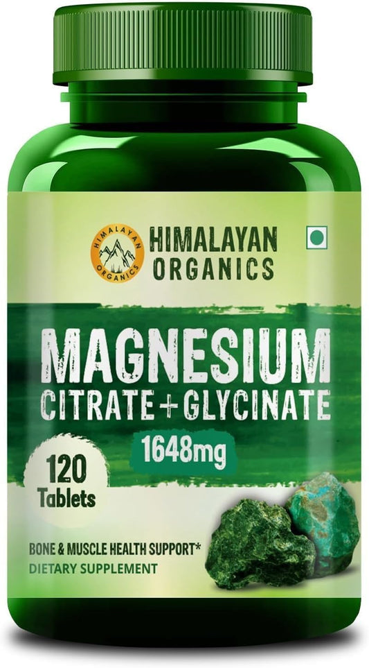 Natural THO Magnesium Citrate Supplement 1648mg (120 Tablets) Vegan-Friendly Formula with Herbal Ingredients