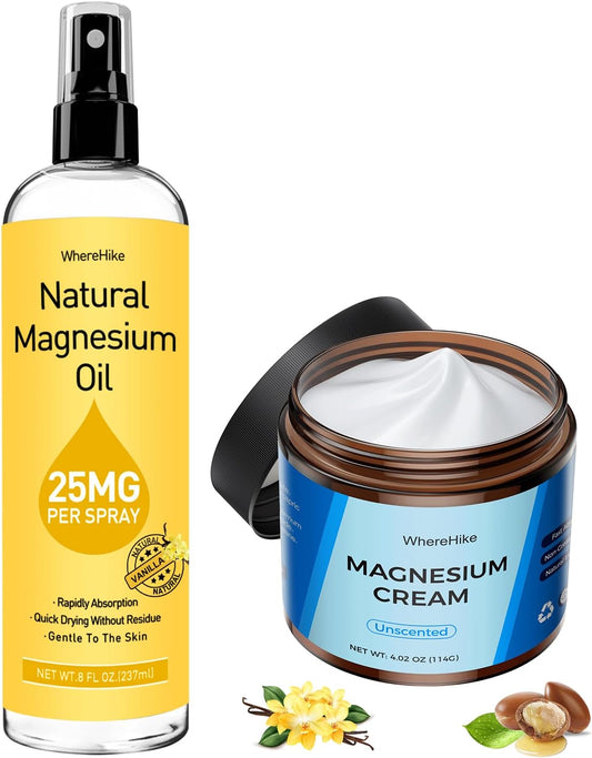 Natural Topical Magnesium Lotion & Spray for Leg Cramps, Sleep, Pain Relief - Safe for Kids - Deep Hydration for Body & Skin Care