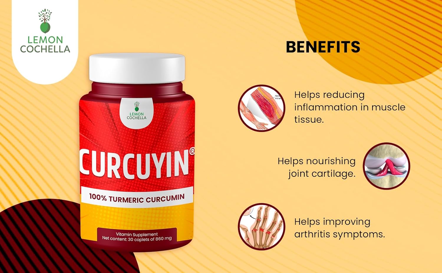 Natural Turmeric Curcumin Supplement Capsules - 30 Count (30 Day Supply)