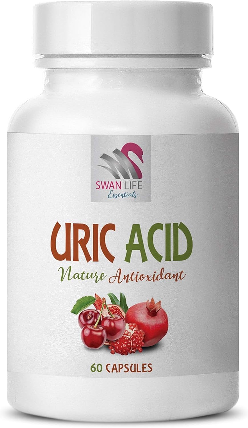 Natural Uric Acid Reducing Supplements - 180 Capsules - Lower Uric Acid Levels, Foods to Avoid and Include, Effective Tips