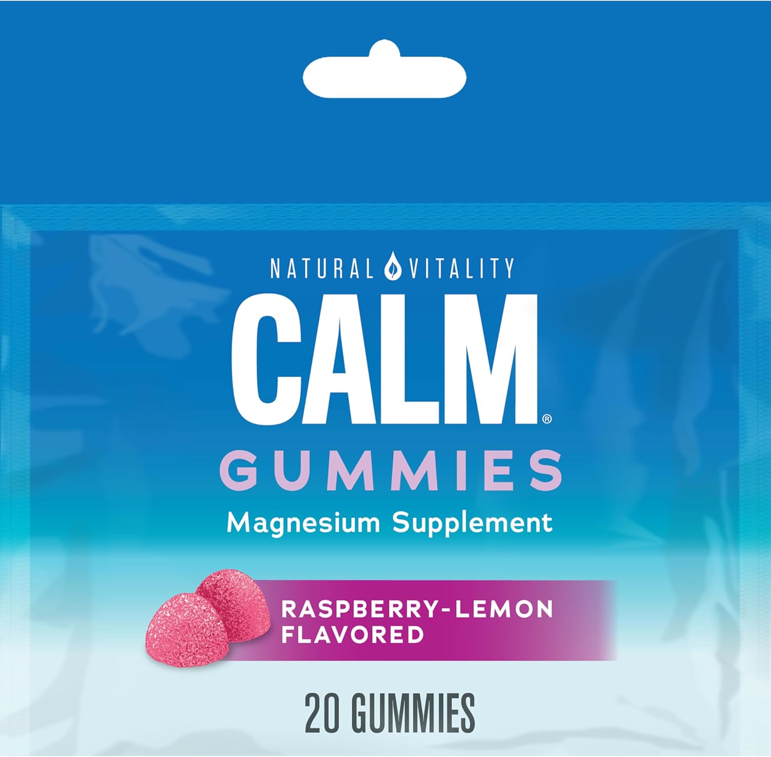 Natural Vitality Calm Stress Relief Gummies with Magnesium Citrate - Raspberry Lemon Flavored, Vegan & Gluten Free, 20 Gummies