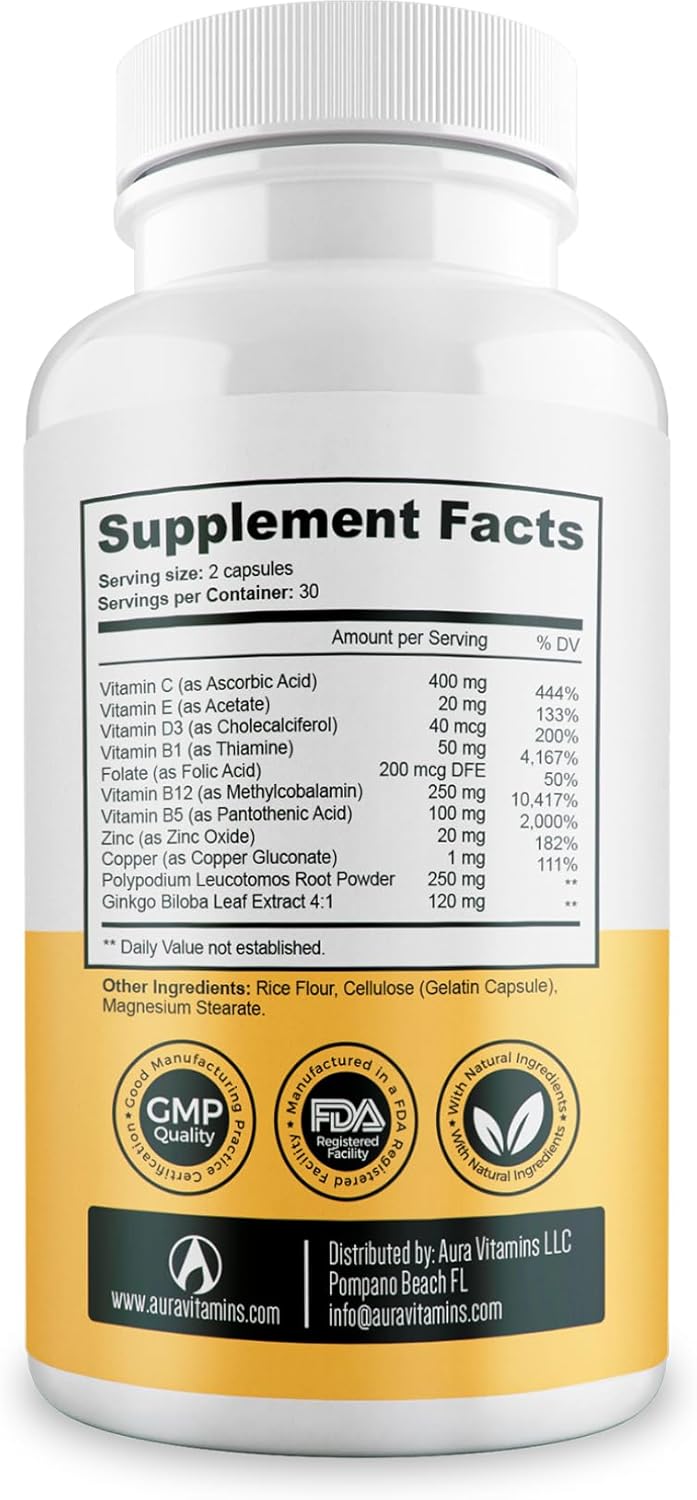 Natural Vitiligo Supplement Capsules | Reduce White Spots, Improve Skin Pigmentation | Dermawonder Vitiligo Support | 60 Count, All Skin Types