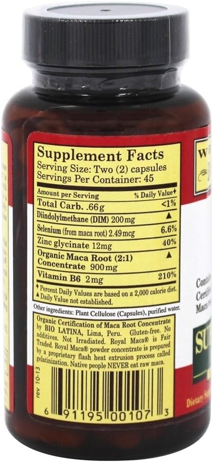 Natural Whole World Botanicals Super Royal Maca Supplement for Men - 90 Capsules