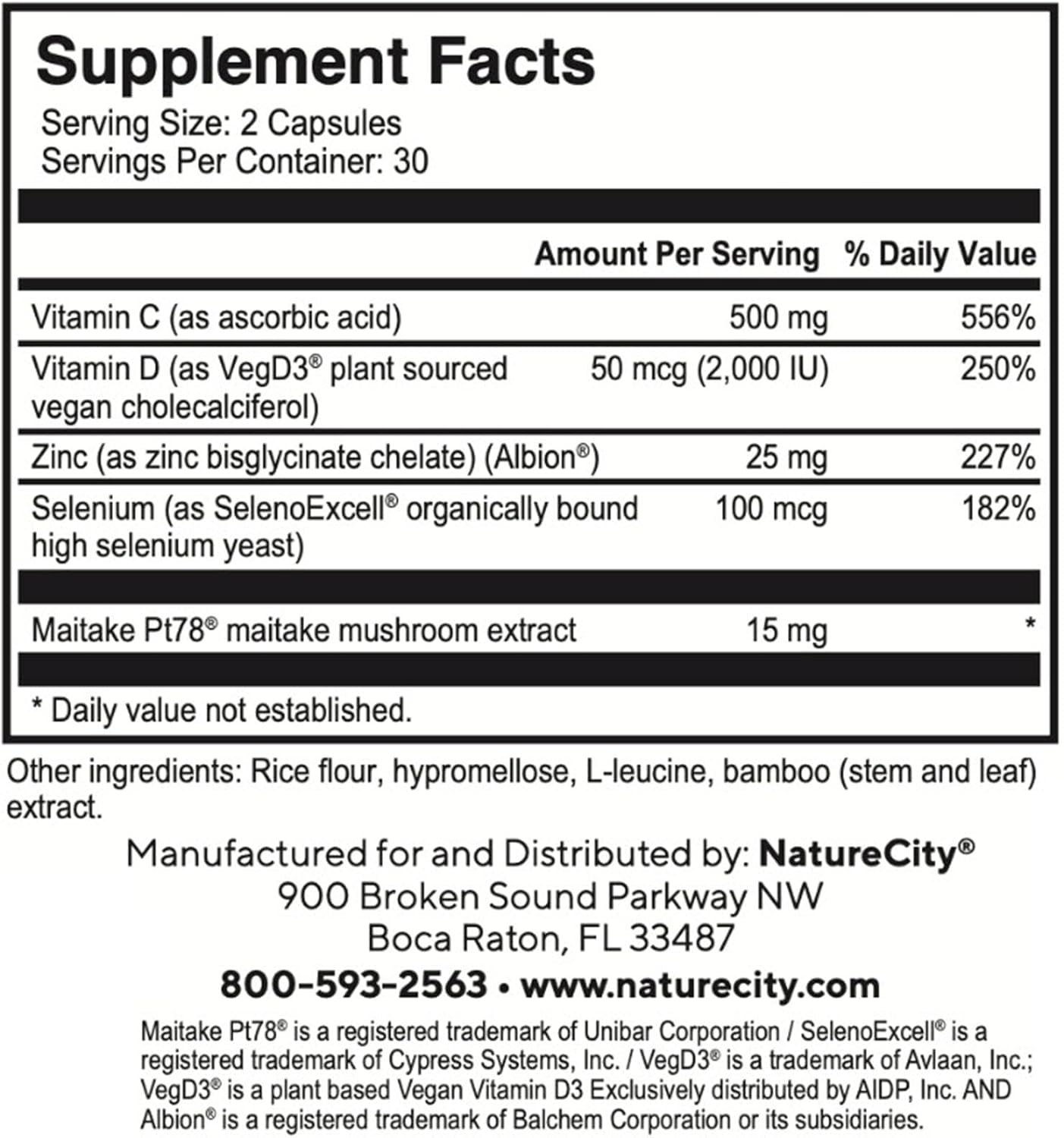 NatureCity True-Immune 5-in-1 Immunity Support Supplement with Vitamins D3, C, Zinc, Selenium, and Maitake Mushroom Extract - 60 Veggie Capsules - Non-GMO, Gluten Free Formula for Year-Round Wellness