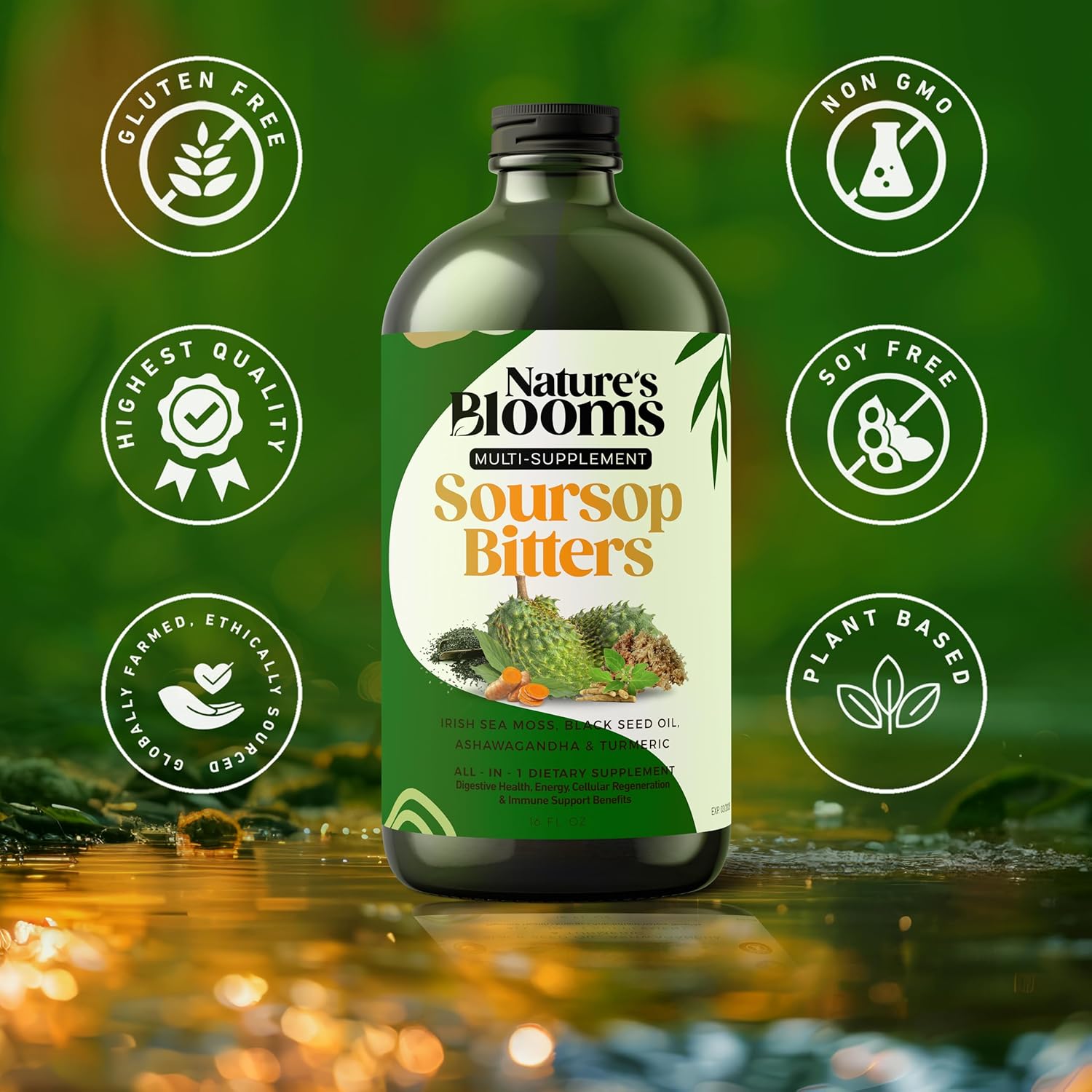 Nature's Best Soursop Bitters Liquid Supplement - 16 oz | Antioxidant, Immune Support, Digestion | Health-Focused Formula