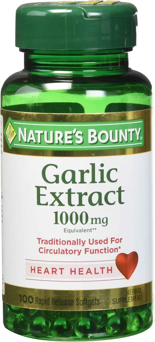 Nature's Bounty Garlic Extract 1000 mg, 100 Rapid Release Softgels (Pack of 4)