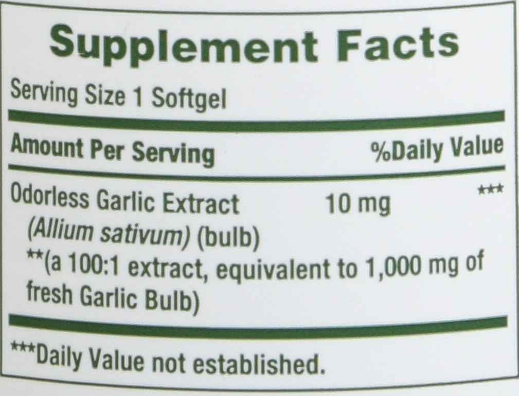 Nature's Bounty Garlic Extract 1000 mg, 100 Rapid Release Softgels (Pack of 4)