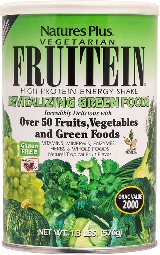 Natures Plus SPO Fruitein Revitalizing Green Foods Shake - 22.4 OZ - Nutrient-Rich Plant-Based Protein Shake
