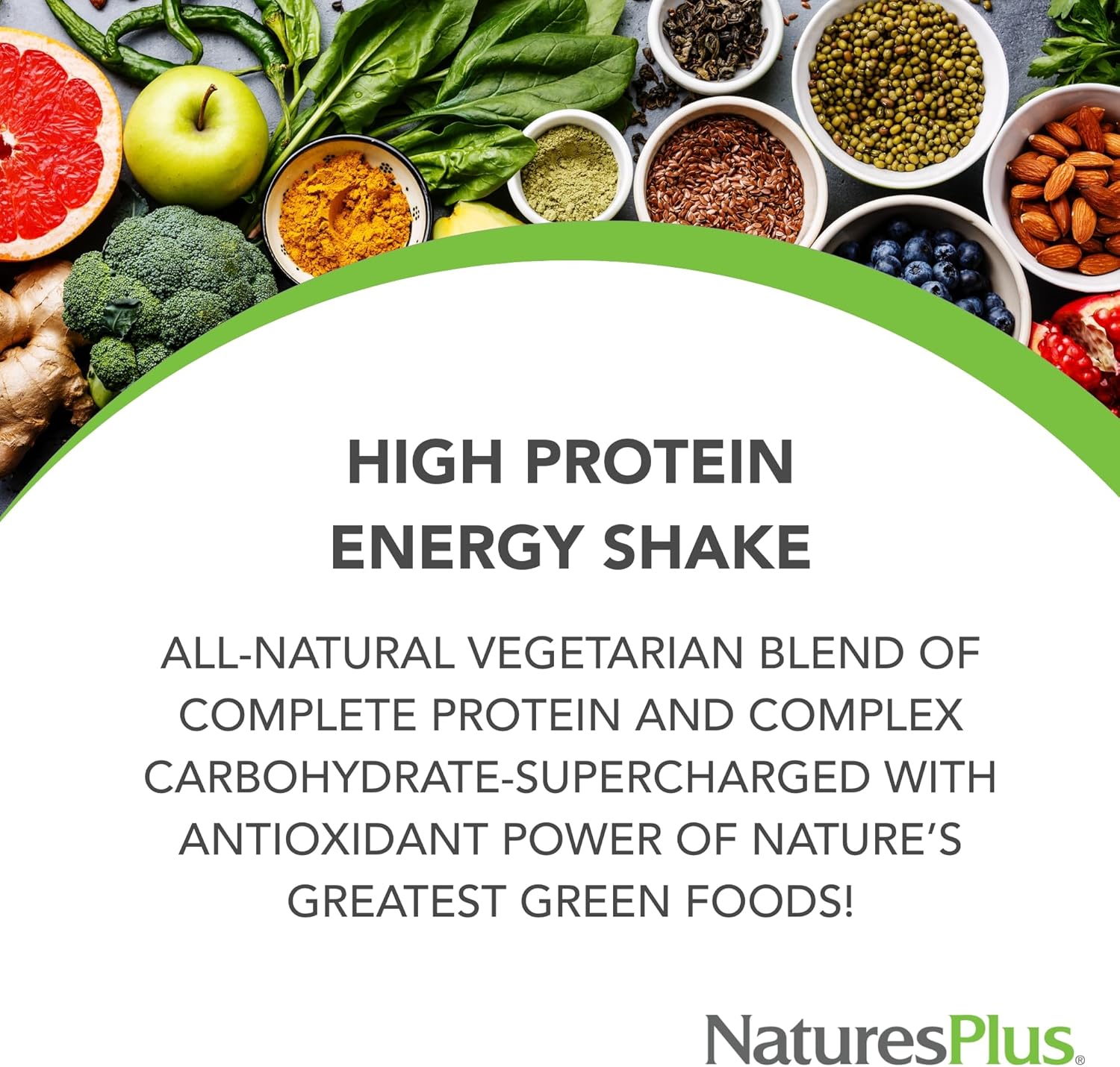 Natures Plus SPO Fruitein Revitalizing Green Foods Shake - 22.4 OZ - Nutrient-Rich Plant-Based Protein Shake