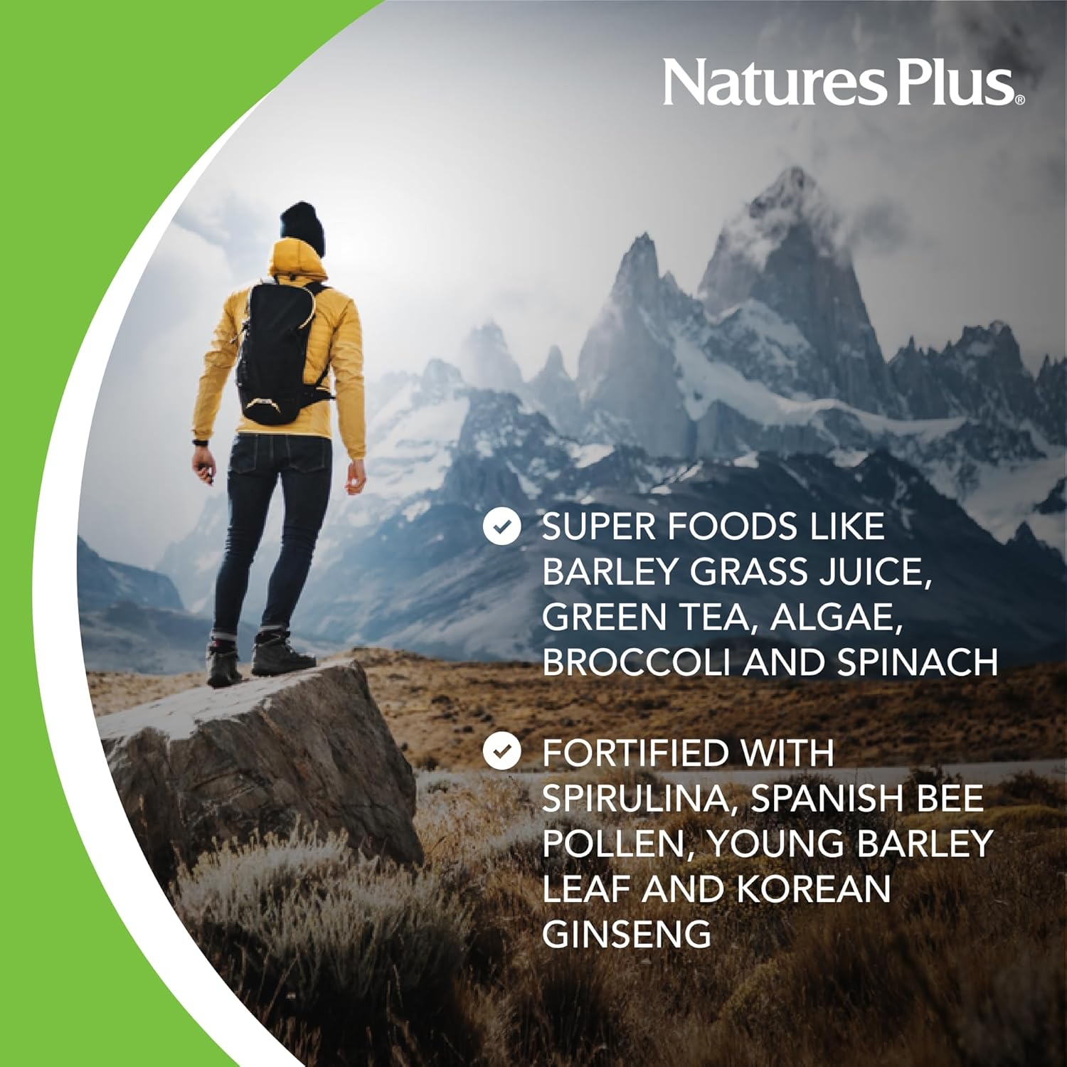 Natures Plus SPO Fruitein Revitalizing Green Foods Shake - 22.4 OZ - Nutrient-Rich Plant-Based Protein Shake