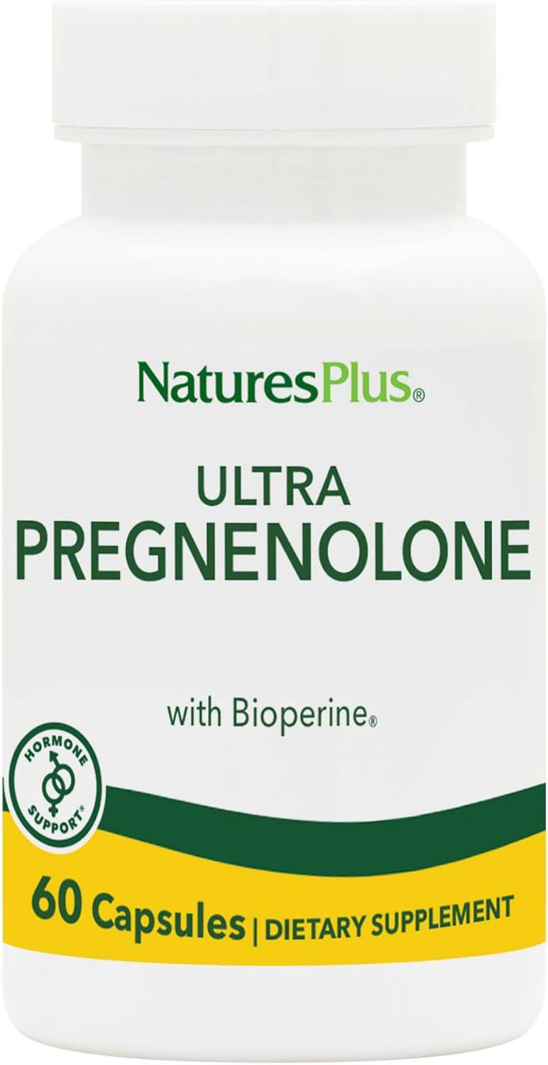 Natures Plus Ultra Pregnenolone 50mg 60 Veg Caps - Immune Support w/ Bioperine, Energy Boost, Memory Enhancer - Gluten-Free - 60 Servings