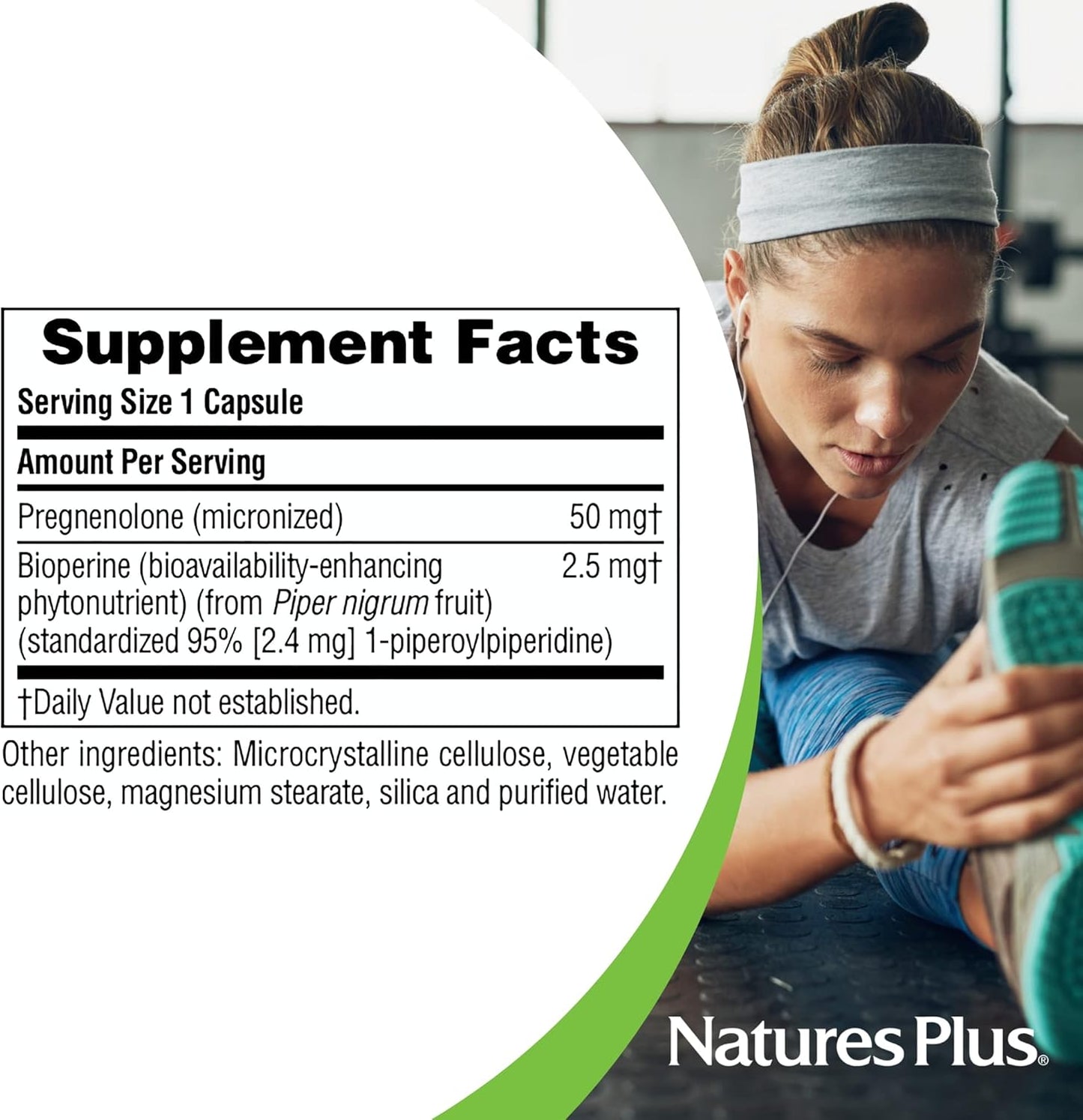 Natures Plus Ultra Pregnenolone 50mg 60 Veg Caps - Immune Support w/ Bioperine, Energy Boost, Memory Enhancer - Gluten-Free - 60 Servings