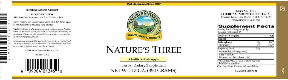 Nature's Sunshine Nature's Three (12 oz.) | Promotes Colon Health & Digestion with Soluble and Insoluble Fiber