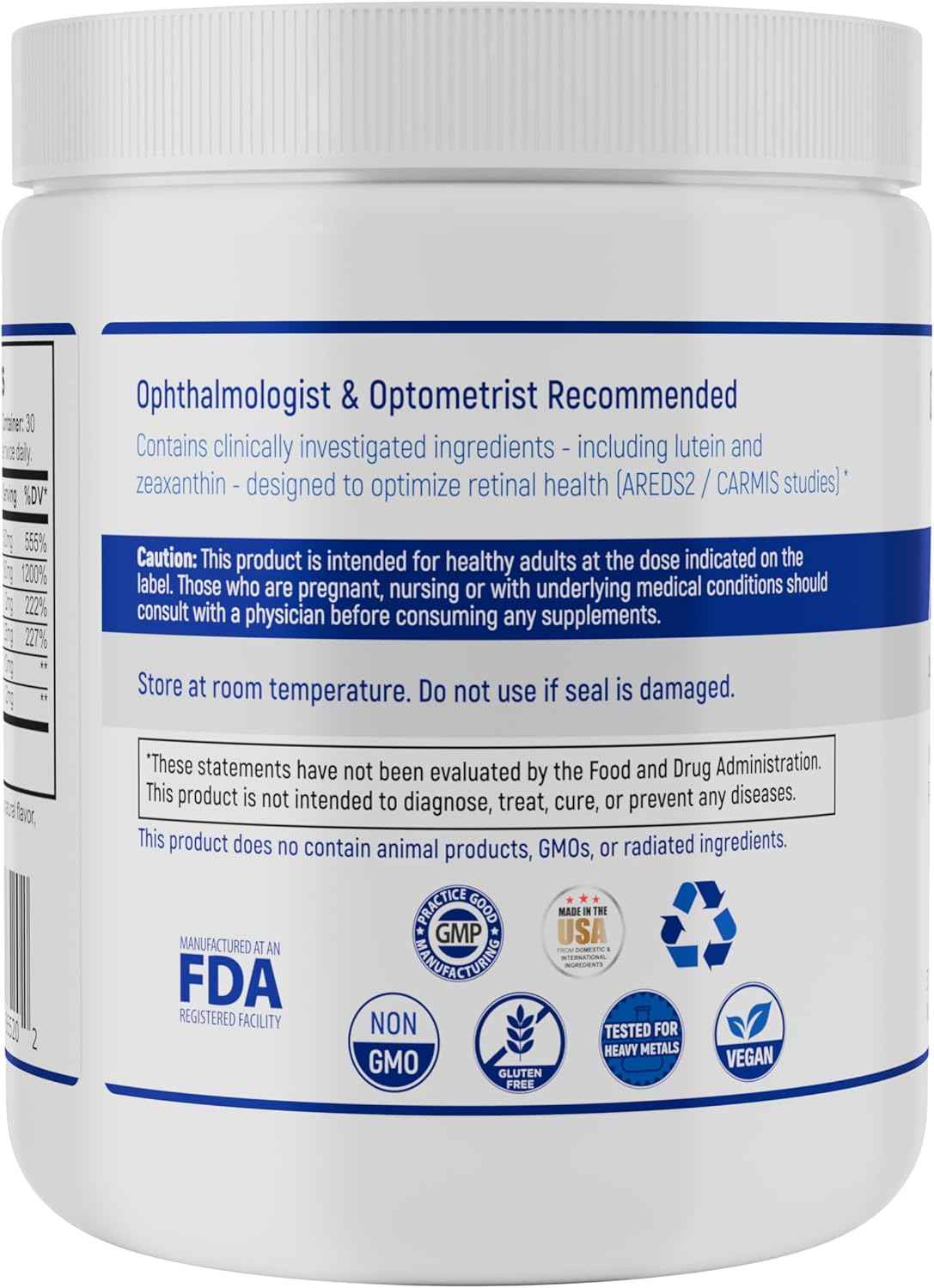 Navan AREDS 2 Powder for Those Who Can't Consume Tablets or Softgels - Eye Vitamins & Minerals - Lens Clarity & Retina Health by Clinical Experts, Lutein, Zeaxanthin & Zinc Kosher Style, 30 Servings