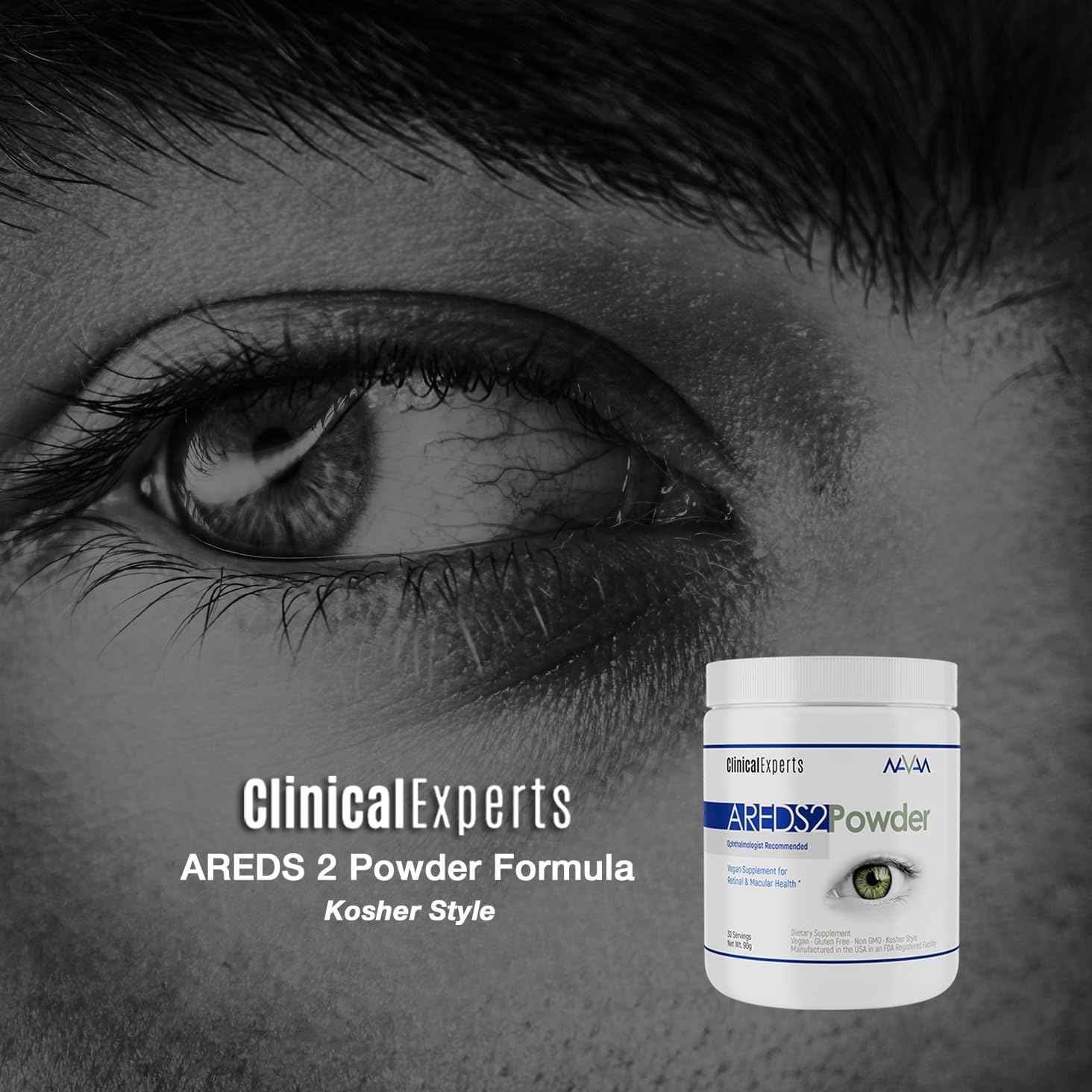 Navan AREDS 2 Powder for Those Who Can't Consume Tablets or Softgels - Eye Vitamins & Minerals - Lens Clarity & Retina Health by Clinical Experts, Lutein, Zeaxanthin & Zinc Kosher Style, 30 Servings