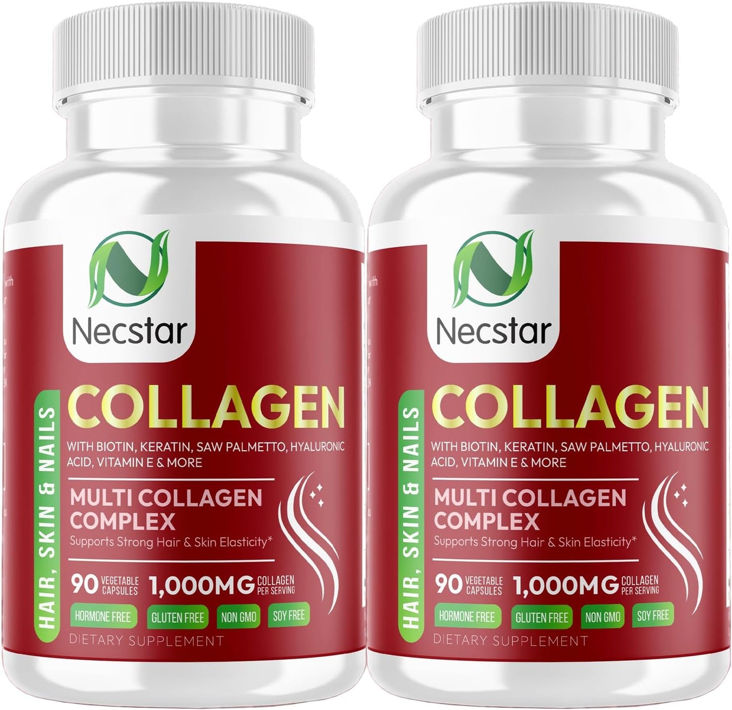 Necstar Multi Collagen Pills with Biotin & Hyaluronic Acid - 180 Capsules for Skin, Hair, Nails & Joint Support