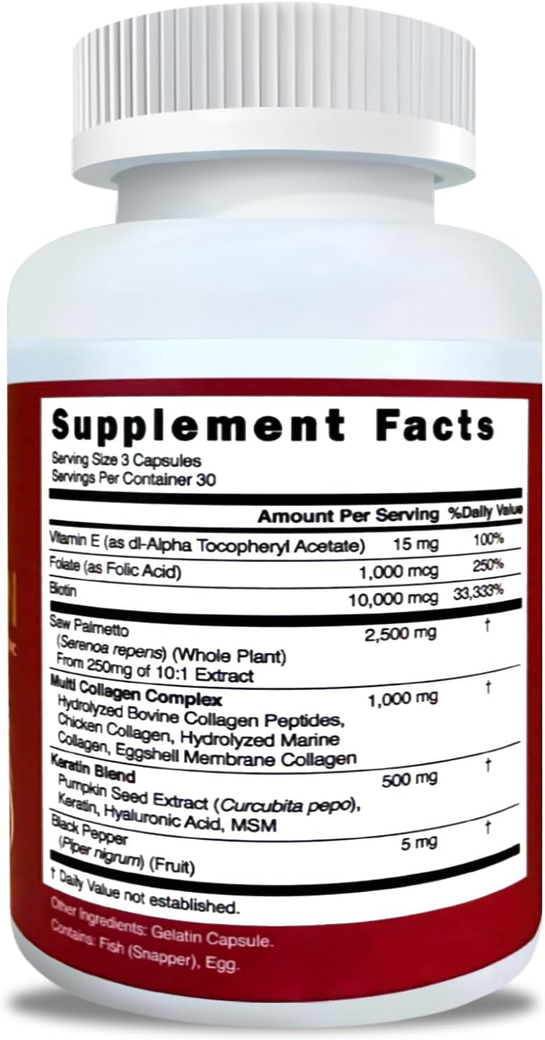 Necstar Multi Collagen Pills with Biotin & Hyaluronic Acid - 180 Capsules for Skin, Hair, Nails & Joint Support