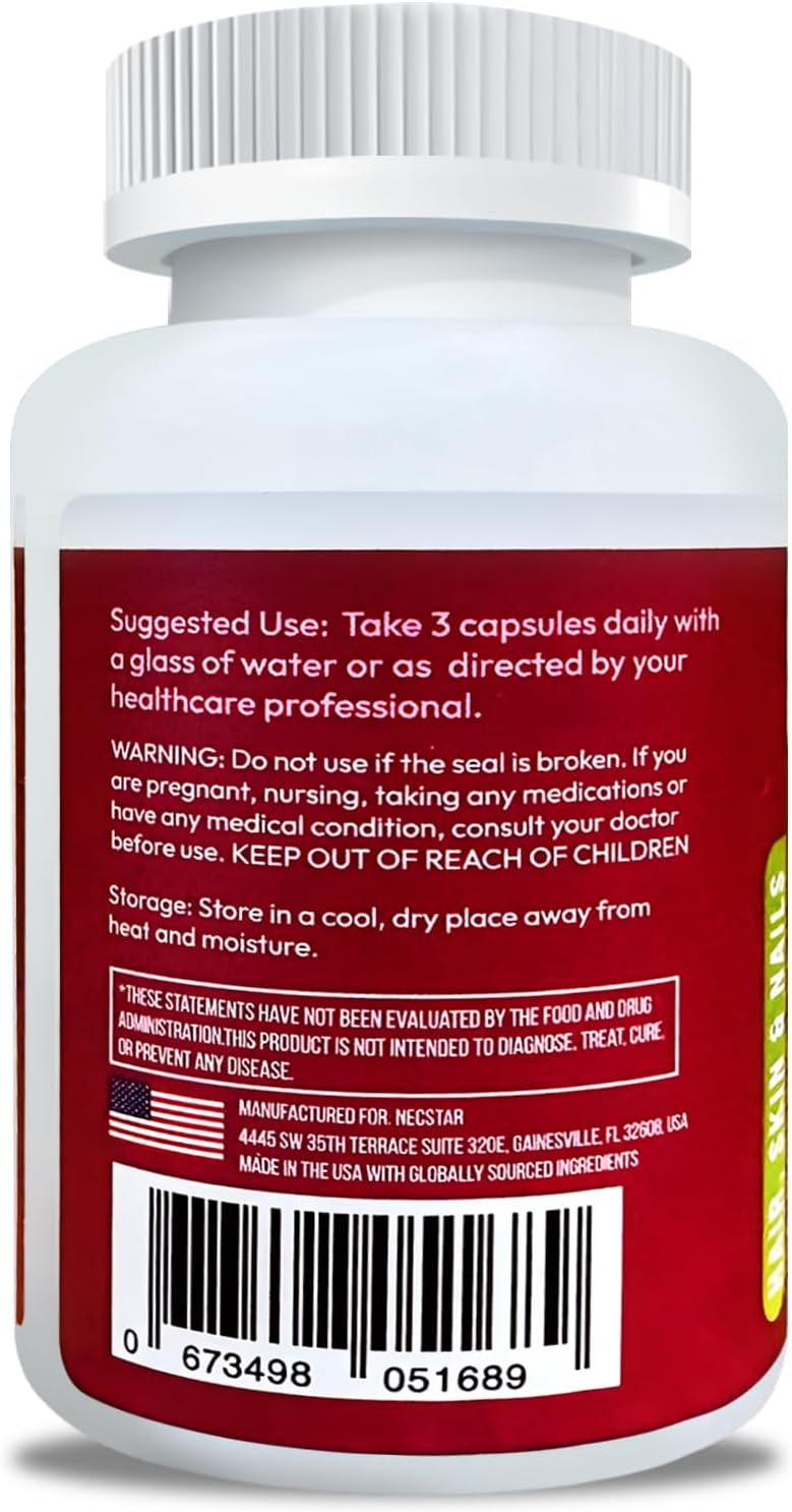 Necstar Multi Collagen Pills with Biotin & Hyaluronic Acid - 180 Capsules for Skin, Hair, Nails & Joint Support