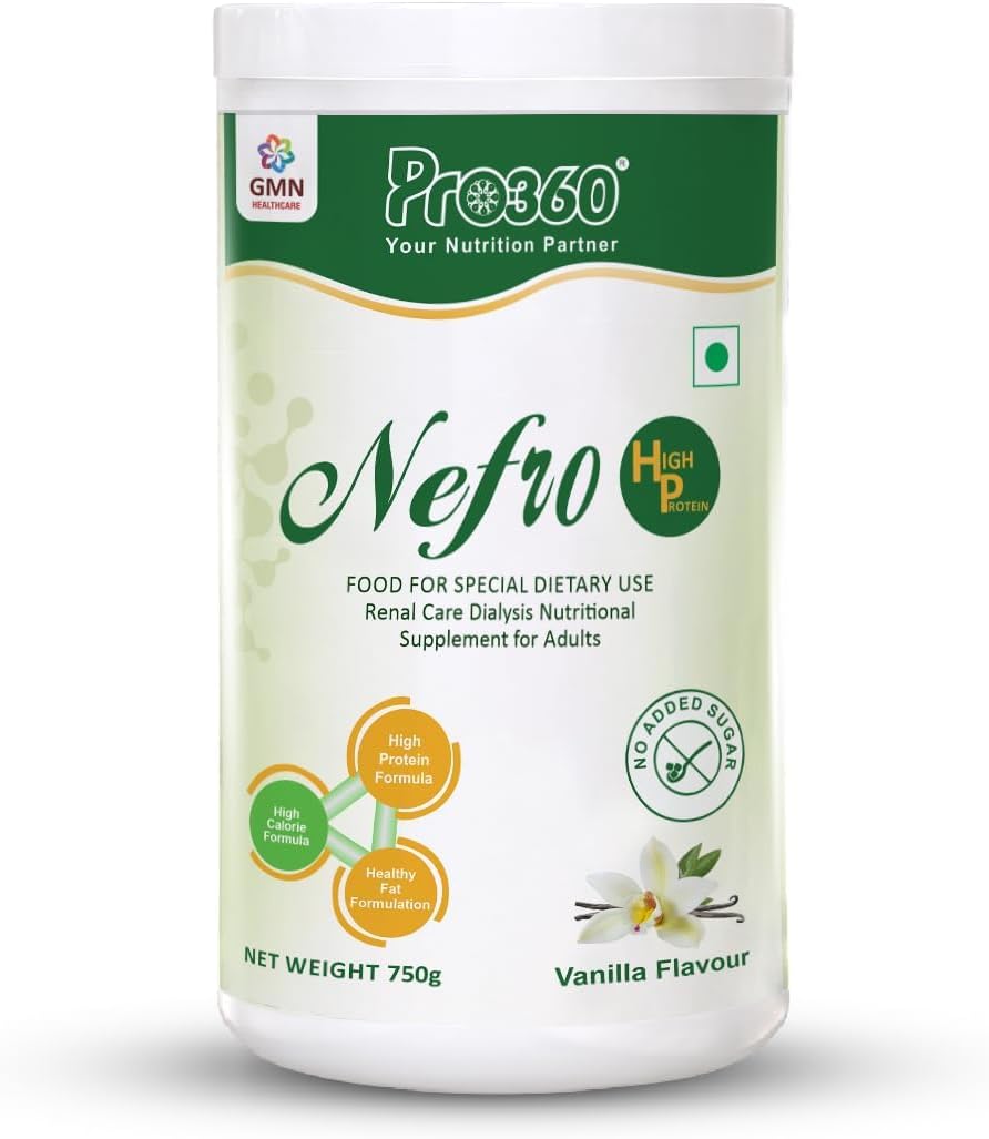 Nefro High Protein Powder 750gm - Renal Health Supplement with High Protein, Fat, and Calories - Vanilla Flavor, No Sugar