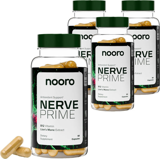 Nerve Prime Supplement with R-Alpha Lipoic Acid, Lion’s Mane Mushroom, Curcumin - Cognitive Function, Well-Being Support, Antioxidant Protection - 120-Day Supply (4 Pack)