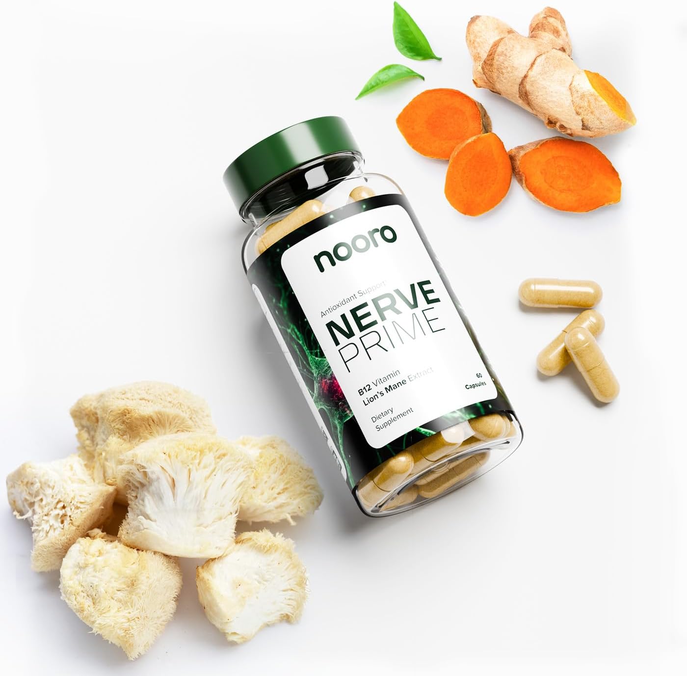 Nerve Prime Supplement with R-Alpha Lipoic Acid, Lion’s Mane Mushroom, Curcumin - Cognitive Function, Well-Being Support, Antioxidant Protection - 120-Day Supply (4 Pack)
