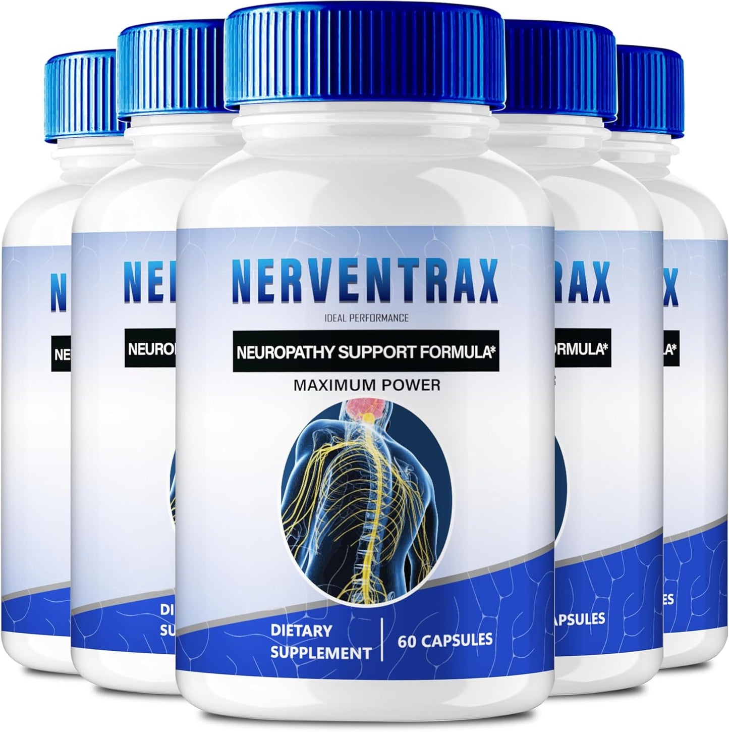 Nerventrax Brain Supplements for Memory and Focus - Advanced Formula for Maximum Brain Health Support - All Natural Pills - 5 Pack